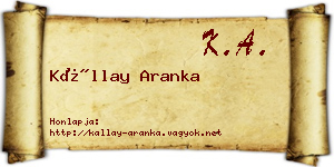 Kállay Aranka névjegykártya
