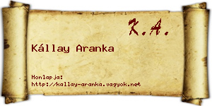 Kállay Aranka névjegykártya
