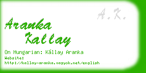 aranka kallay business card
